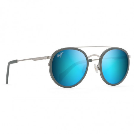 Maui Jim Even Keel Brushed Silver With Powder Blue