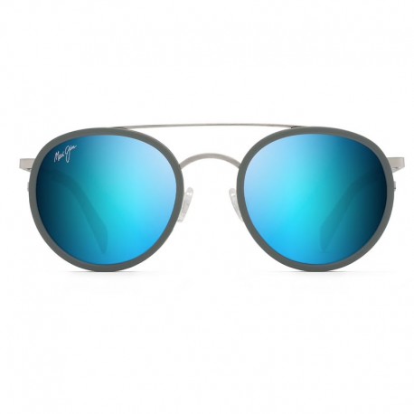 Maui Jim Even Keel Brushed Silver With Powder Blue