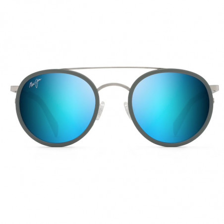 Maui Jim Even Keel Brushed Silver With Powder Blue