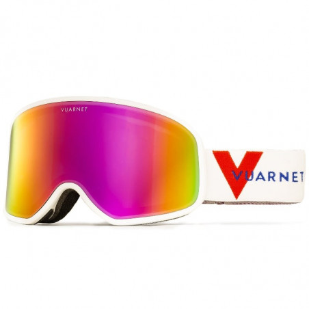 Vuarnet Masque de Ski 1920 Blanc Mat avec écran Gris Rose Flash Vuarnet Masque de Ski 1920 Blanc Mat avec écran Gris Rose Flash